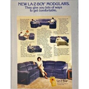 La-Z-Boy Furniture Modulars "Lots of Ways to get Comfortable" Vtg Print Ad 1986